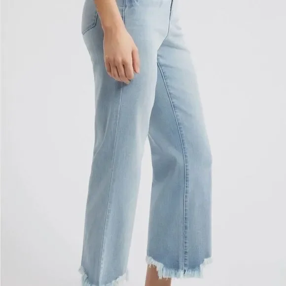 1822 Denim Frayed High Waist Demi Bootcut Jeans in Chase Size 14/32 - Picture 3 of 9